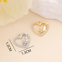 1 Piece 13 * 12mm Copper Zircon 18K Gold Plated White Gold Plated Heart Shape Cat Polished Pendant main image 2