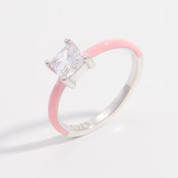 Sterling Silver White Gold Plated Romantic Classic Style Shiny Plating Inlay Rectangle Zircon Rings main image 5