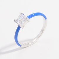 Sterling Silver White Gold Plated Romantic Classic Style Shiny Plating Inlay Rectangle Zircon Rings main image 6