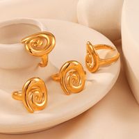 Titanium Steel 18K Gold Plated Casual Simple Style Spiral Stripe Zircon Rings Earrings main image 6