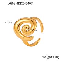 Titanium Steel 18K Gold Plated Casual Simple Style Spiral Stripe Zircon Rings Earrings sku image 3