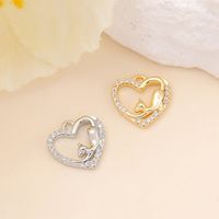1 Piece 13 * 12mm Copper Zircon 18K Gold Plated White Gold Plated Heart Shape Cat Polished Pendant main image 5