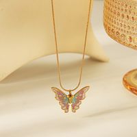 Edelstahl 304 18 Karat Vergoldet IG-Stil Süss Einfacher Stil Schmetterling Halskette Mit Anhänger main image 4