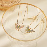 304 Stainless Steel 18K Gold Plated IG Style Sweet Simple Style Butterfly Pendant Necklace main image 1