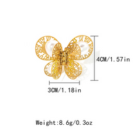 Elegant Vintage-Stil Dame Schmetterling Edelstahl 304 Vergoldet Künstliche Perlen Offener Ring In Masse main image 2