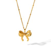 304 Stainless Steel 18K Gold Plated Glam Sweet Polishing Plating Bow Knot Pendant Necklace main image 8