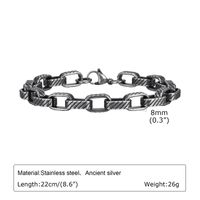 Simple Style Streetwear Rectangle 201 Stainless Steel Stripe Men's Bracelets sku image 1