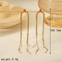 1 Pair Vintage Style Simple Style Classic Style Leaf Tassel Solid Color Plating 304 Stainless Steel 18K Gold Plated Drop Earrings main image 2