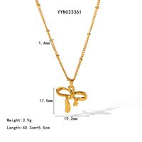 304 Stainless Steel 18K Gold Plated Glam Sweet Polishing Plating Bow Knot Pendant Necklace sku image 1
