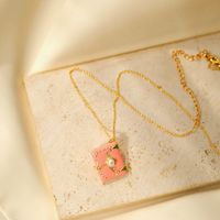 Copper 14K Gold Plated Y2K Cute Sweet Enamel Inlay Book Pearl Pendant Necklace main image 4
