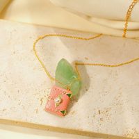 Copper 14K Gold Plated Y2K Cute Sweet Enamel Inlay Book Pearl Pendant Necklace main image 8