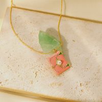 Copper 14K Gold Plated Y2K Cute Sweet Enamel Inlay Book Pearl Pendant Necklace main image 7
