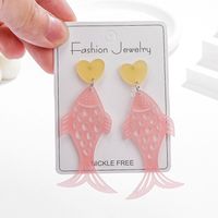 1 Pair Casual Simple Style Heart Shape Fish Hollow Out Arylic Drop Earrings main image 5