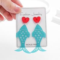 1 Pair Casual Simple Style Heart Shape Fish Hollow Out Arylic Drop Earrings main image 3