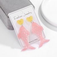 1 Pair Casual Simple Style Heart Shape Fish Hollow Out Arylic Drop Earrings main image 4