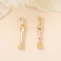 1 Piece 6*29mm Copper 18K Gold Plated White Gold Plated Bamboo Polished Spacer Bars sku image 1