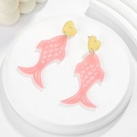 1 Pair Casual Simple Style Heart Shape Fish Hollow Out Arylic Drop Earrings sku image 2
