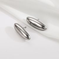 1 Pair Vintage Style Commute Oval Plating 304 Stainless Steel 18K Gold Plated Ear Studs sku image 1