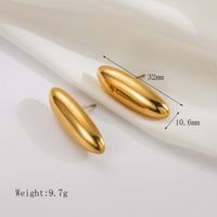 1 Pair Vintage Style Commute Oval Plating 304 Stainless Steel 18K Gold Plated Ear Studs main image 2