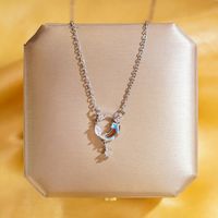 304 Stainless Steel Copper 18K Gold Plated K Gold Plated Elegant Shiny Hollow Out Inlay Star Moon Zircon Pendant Necklace main image 3