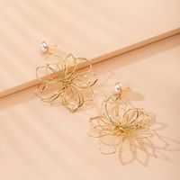 Pendientes De Diseño Creativo De Corea Perlas Artificiales Pendientes De Flores Exageradas Al Por Mayor Nihaojewelry sku image 7