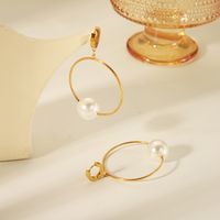 1 Pair IG Style Vintage Style Simple Style Round Tassel Solid Color Pearl Plating 304 Stainless Steel 18K Gold Plated Drop Earrings main image 4