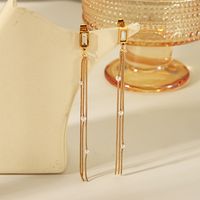 1 Pair IG Style Vintage Style Simple Style Round Tassel Solid Color Pearl Plating 304 Stainless Steel 18K Gold Plated Drop Earrings main image 6