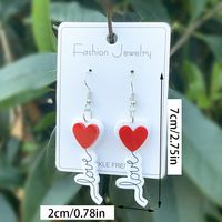 1 Pair Casual Hawaiian Heart Shape Arylic Drop Earrings main image 3