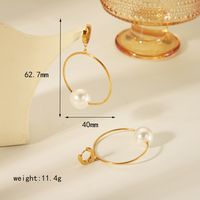 1 Pair IG Style Vintage Style Simple Style Round Tassel Solid Color Pearl Plating 304 Stainless Steel 18K Gold Plated Drop Earrings sku image 1