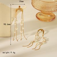 1 Pair IG Style Vintage Style Simple Style Round Tassel Solid Color Pearl Plating 304 Stainless Steel 18K Gold Plated Drop Earrings sku image 3
