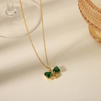 1 Piece 18.5*11.5mm Hole 1~1.9mm Copper Zircon 18K Gold Plated Bow Knot Polished Pendant main image 3