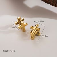 1 Pair Simple Style Classic Style Commute Cross Rectangle 304 Stainless Steel 14K Gold Plated Ear Studs main image 3