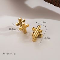 1 Pair Simple Style Classic Style Commute Cross Rectangle 304 Stainless Steel 14K Gold Plated Ear Studs sku image 4