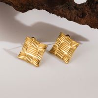 1 Pair Simple Style Classic Style Commute Cross Rectangle 304 Stainless Steel 14K Gold Plated Ear Studs main image 6