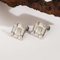 1 Pair Simple Style Classic Style Commute Cross Rectangle 304 Stainless Steel 14K Gold Plated Ear Studs main image 5