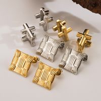 1 Pair Simple Style Classic Style Commute Cross Rectangle 304 Stainless Steel 14K Gold Plated Ear Studs main image 1
