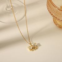 304 Stainless Steel Copper 18K Gold Plated Exaggerated Sweet Simple Style Plating Inlay Bow Knot Zircon Pendant Necklace main image 6