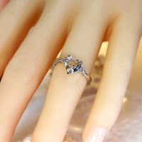 Copper White  Luxurious Simple Style Inlay Heart Shape Zircon Rings main image 4