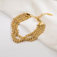 Acier Inoxydable 304 Plaqué Or 18K Style Simple Style Classique Couleur Unie Grain Bracelets main image 3