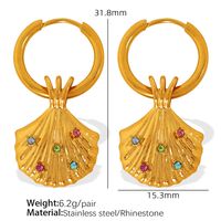 Titanium Steel 18K Gold Plated Elegant Classic Style Plating Inlay Shell Rhinestones Earrings Necklace sku image 2