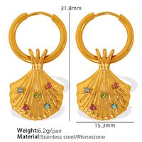 Titanium Steel 18K Gold Plated Elegant Classic Style Plating Inlay Shell Rhinestones Earrings Necklace main image 7