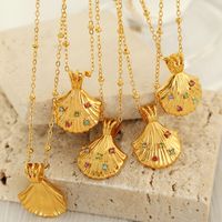 Titanium Steel 18K Gold Plated Elegant Classic Style Plating Inlay Shell Rhinestones Earrings Necklace main image 4