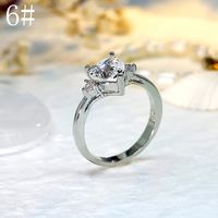 Copper White  Luxurious Simple Style Inlay Heart Shape Zircon Rings sku image 1