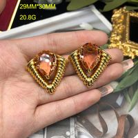 Short Necklace Copper Neck Necklace Cut Red Resin Gemstone Pendant Clavicle Chain sku image 6