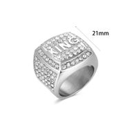 Hip Hop Style Moderne Style Classique Lettre Acier Au Titane Placage Incruster Strass Plaqué Or 18K Unisexe Anneaux main image 2