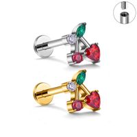 1 Piece Lip Rings Simple Style Classic Style Cherry Titanium Alloy Plating Inlay Zircon 18K Gold Plated Lip Rings main image 7