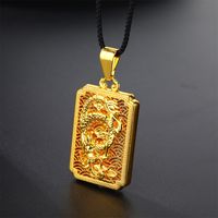 Casual Flower Gourd Dragon Rope Copper Hollow Out 24K Gold Plated Men's Pendant Necklace main image 7