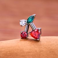 1 Piece Lip Rings Simple Style Classic Style Cherry Titanium Alloy Plating Inlay Zircon 18K Gold Plated Lip Rings main image 5