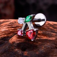 1 Piece Lip Rings Simple Style Classic Style Cherry Titanium Alloy Plating Inlay Zircon 18K Gold Plated Lip Rings main image 1
