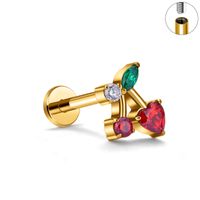 1 Piece Lip Rings Simple Style Classic Style Cherry Titanium Alloy Plating Inlay Zircon 18K Gold Plated Lip Rings sku image 4